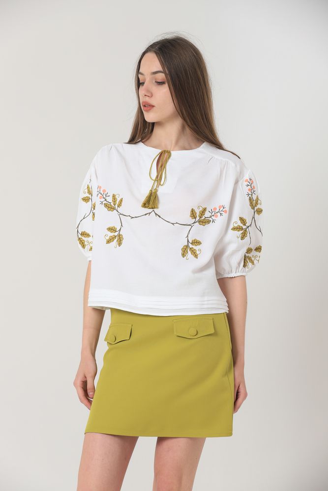 Topshow Cream Front Embroidered Wholesale Blouse