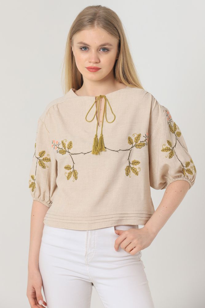 Topshow Stone Front Embroidered Wholesale Blouse