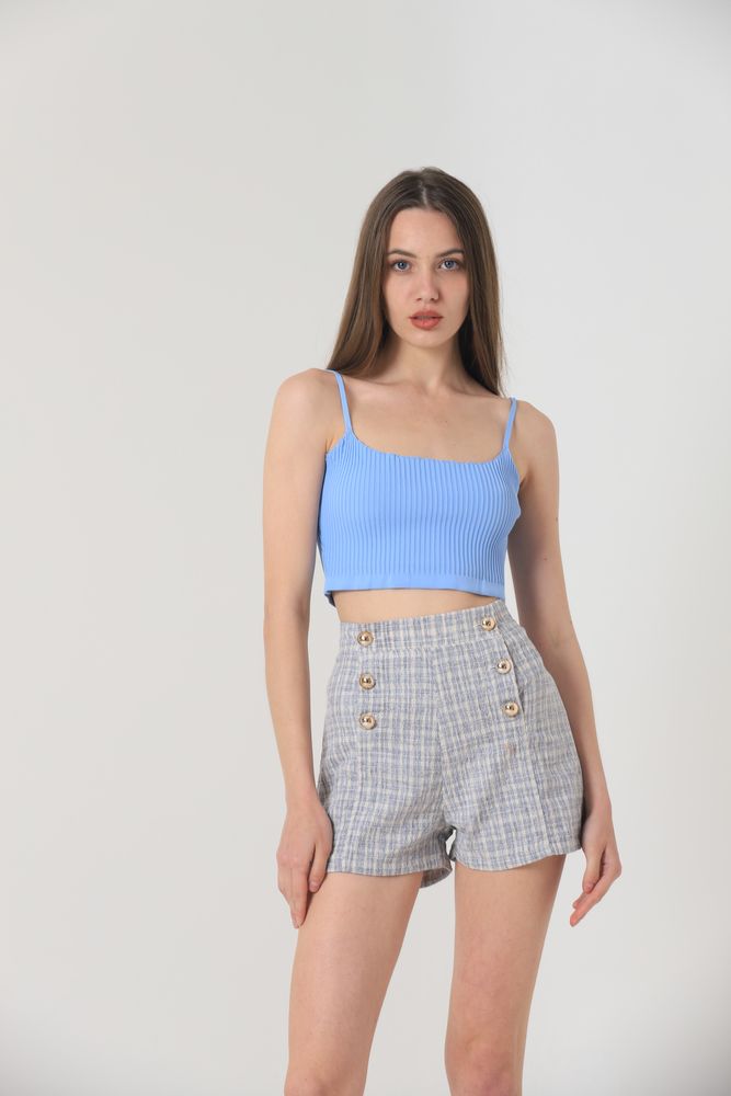 Topshow Indigo Buttoned Wholesale Shorts