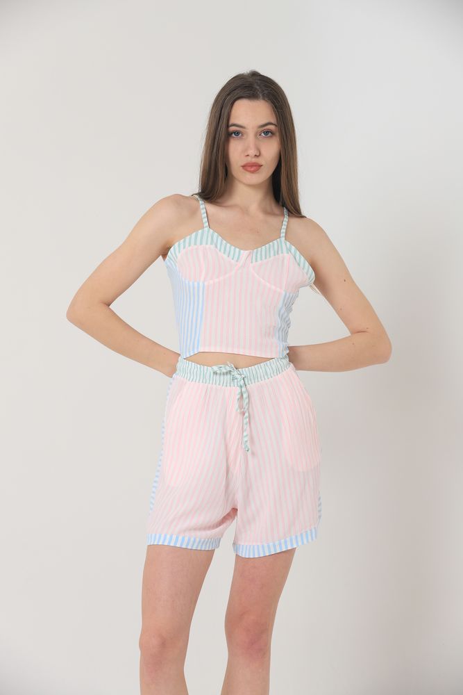 Topshow Pink Wholesale Bustier Wholesale Shorts Set