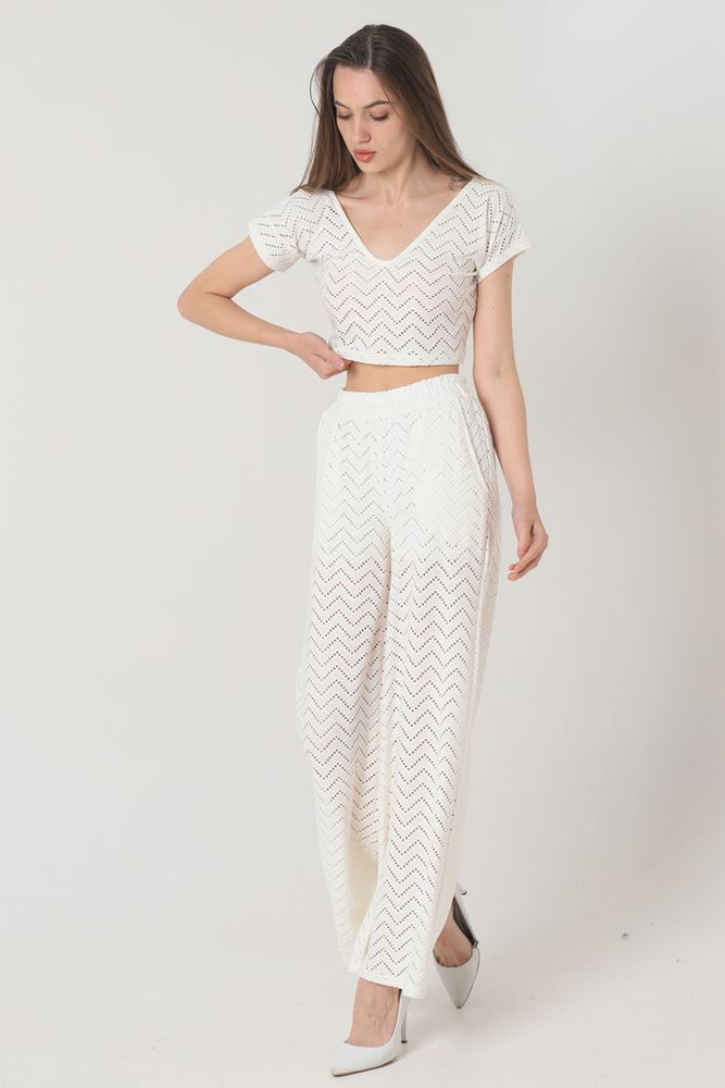 Topshow Cream Mesh Wholesale Trousers