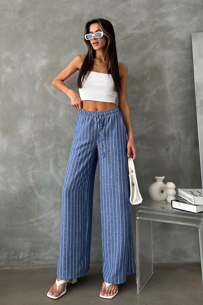 Topshow Saks Striped Linen Trousers