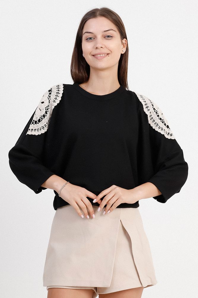 Topshow Black Lace Laced Wholesale Blouse