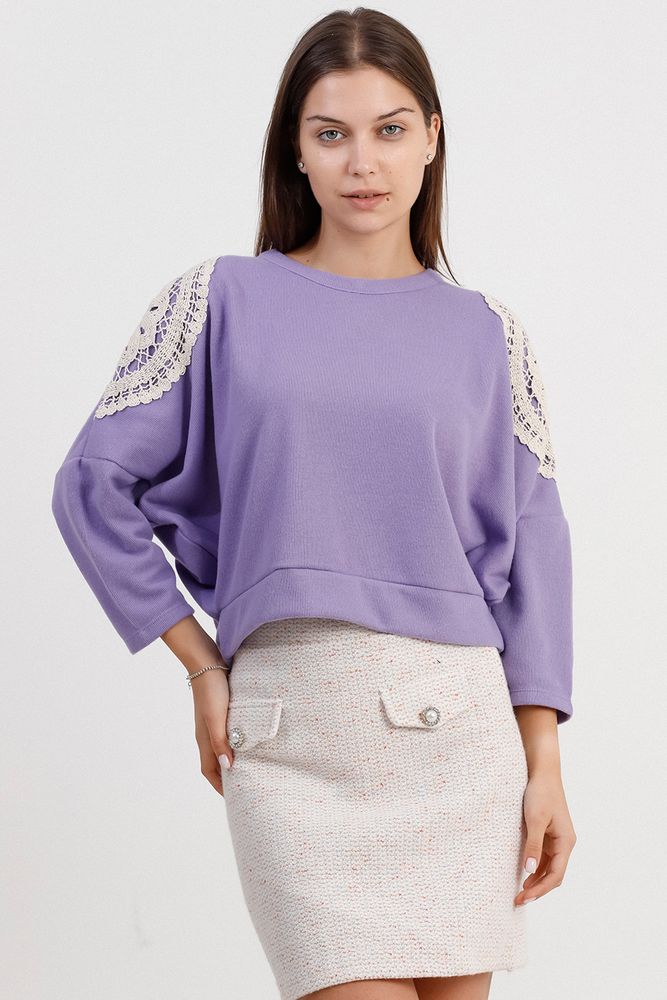 Topshow Lilac Shoulder Laced Wholesale Blouse