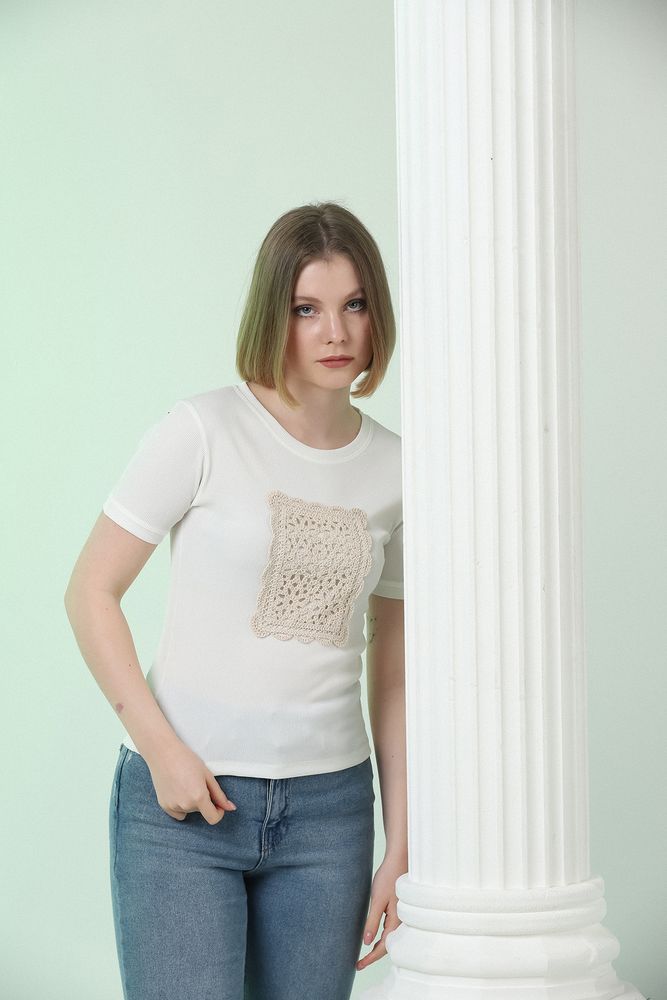 Topshow Cream Lace Front Wholesale T-Shirt