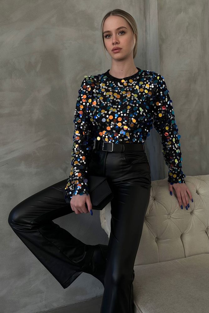 Topshow Sequined Sequin Palette Disco Wholesale Blouse