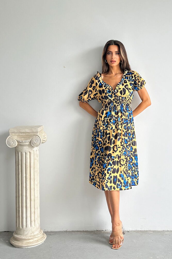 Topshow Leopard Saks Patterned Long Dress