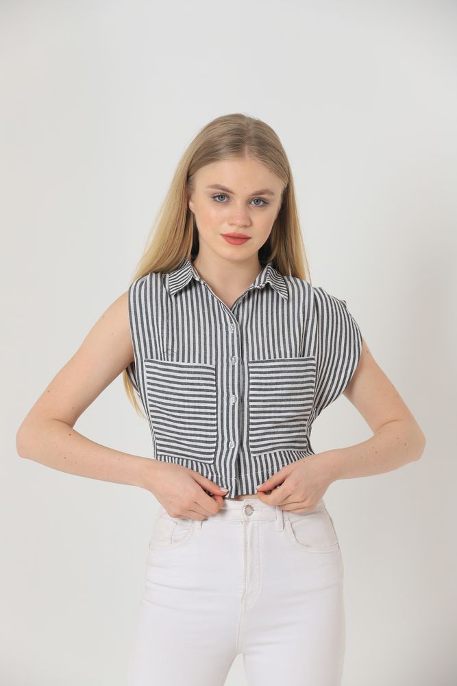 Topshow Black Striped Striped Wholesale Shirts