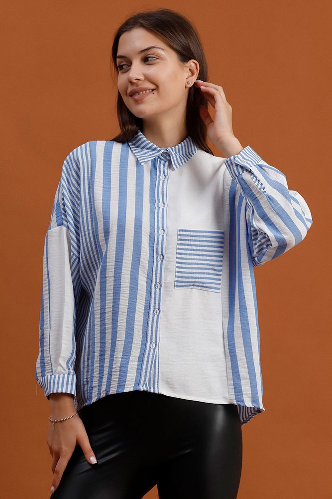 Topshow Blue Bold Striped Wholesale Shirt