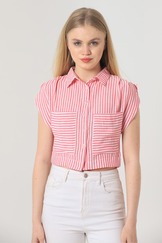 Topshow Fuchsia Striped Striped Wholesale Shirts