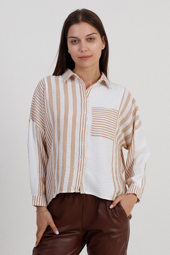 Topshow Stone Thick Line Striped Wholesale Shirt