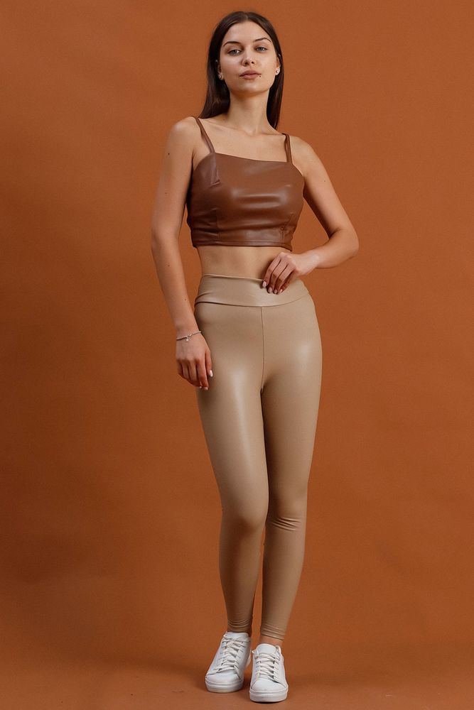 Topshow Camel Faux Leather Wholesale Tights