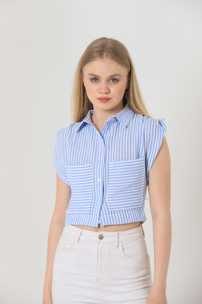 Topshow Blue Striped Striped Wholesale Shirts