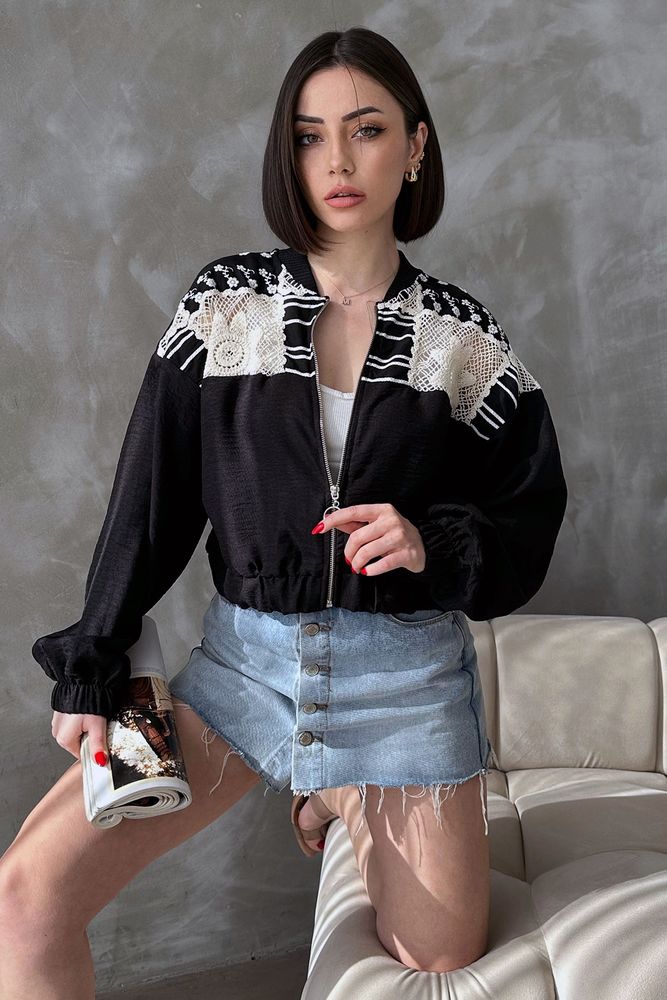 Topshow Black Chest Lace Wholesale Jacket