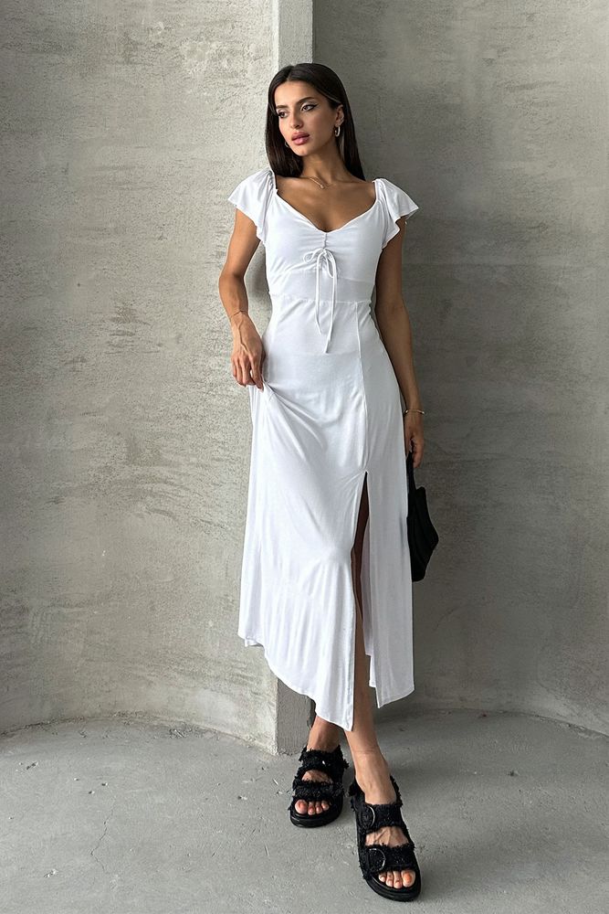 Topshow White Plain Viscose Dress