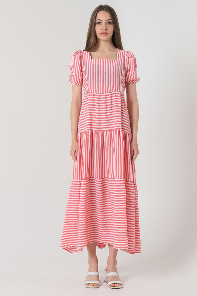 Topshow Fuchsia Striped Long Wholesale Dress