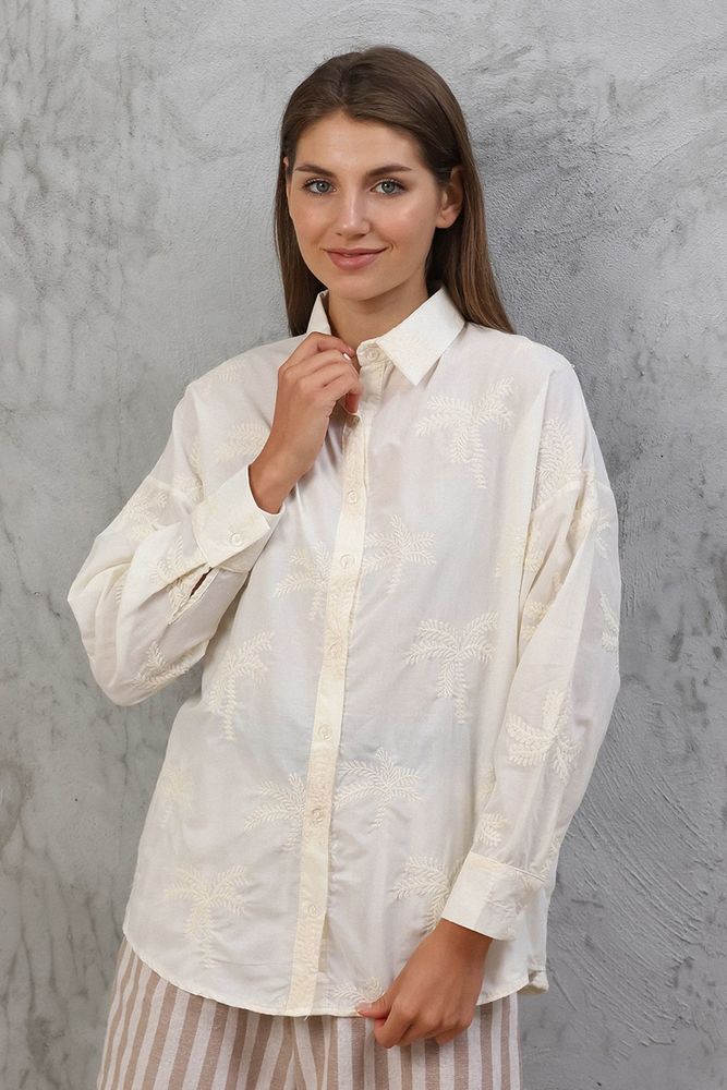 Topshow Cream Embroidered Wholesale Shirt