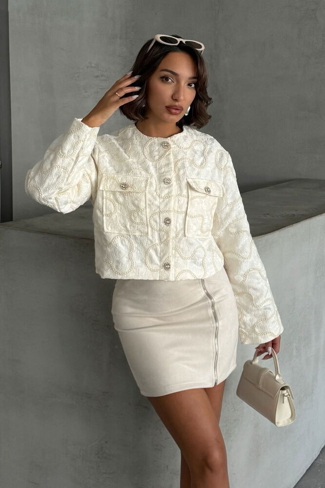 Topshow Cream Embroidered Wholesale Jacket