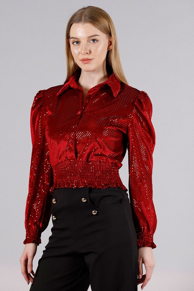 Topshow Red Color Sequin Wholesale Shirts