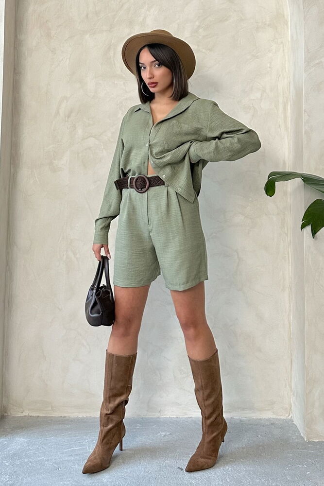 Topshow Khaki Belted Wholesale Shorts