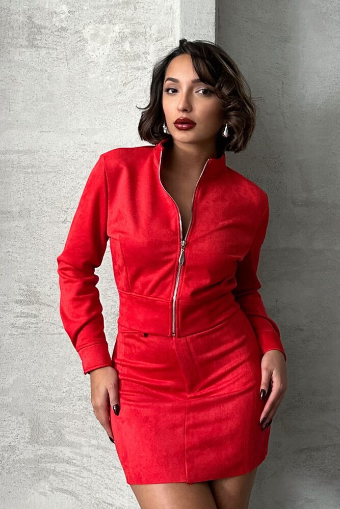 Topshow Red Zipper Wholesale Coat