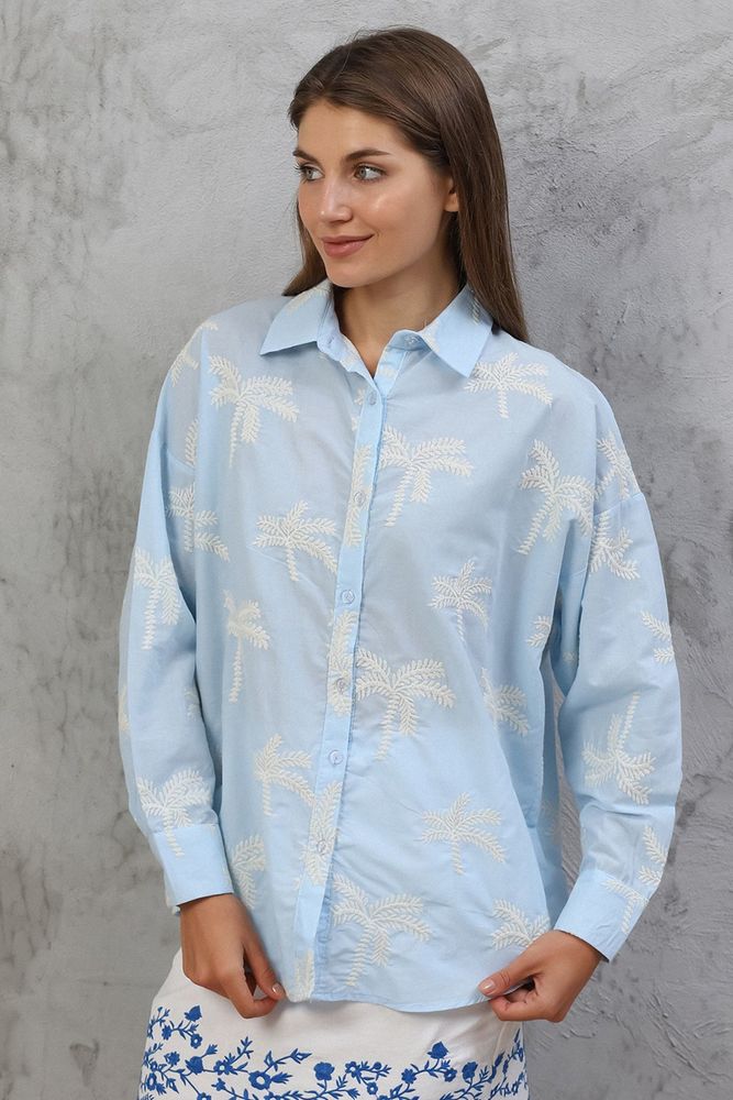 Topshow Blue Embroidered Wholesale Shirt