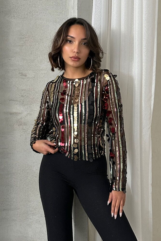 Sequin Wholesale Evening Blouse | F1871