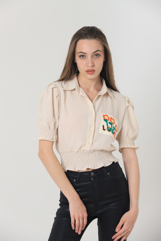 Stone wall embroidery shirt