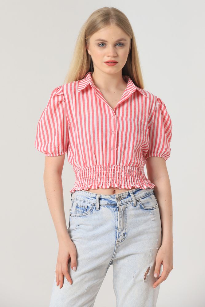 Topshow Fuchsia Midline Striped Wholesale Shirt