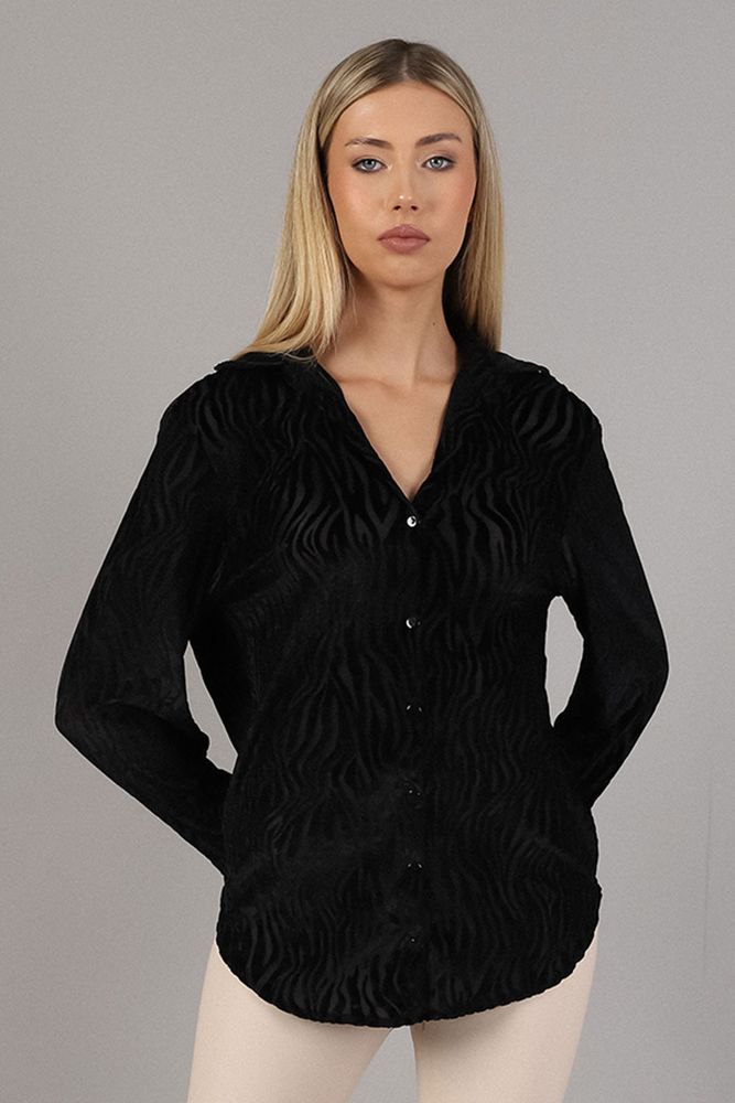 Topshow Black Zebra Velvet Wholesale Shirts