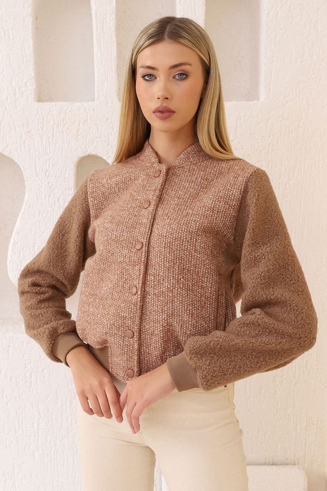 Topshow Brown Buttoned Stitched Wholesale Jacket