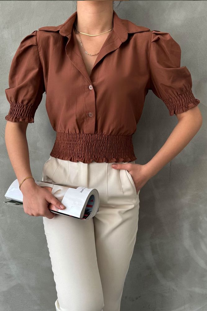 Topshow Brown Gimped Buttoned Wholesale Shirt