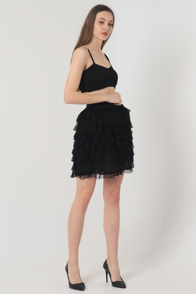 Topshow Black Layered Tulle Wholesale Skirt