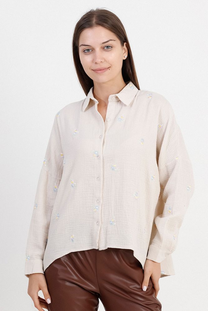 Topshow Stone Embroidery Detailed Wholesale Shirts