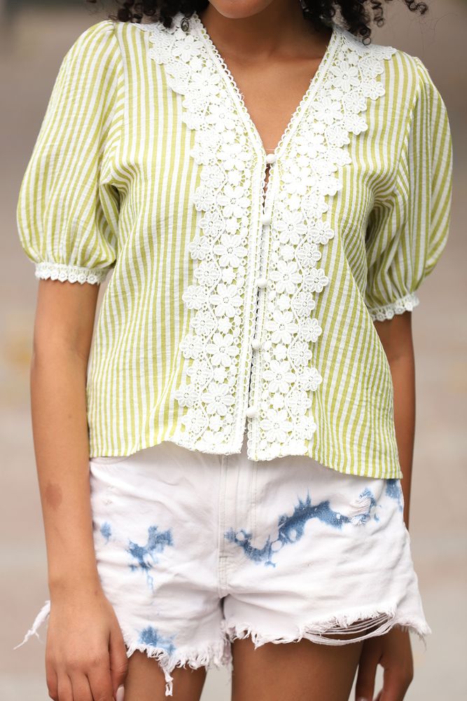 Topshow Pistachio Y Front Laced Wholesale Shirt