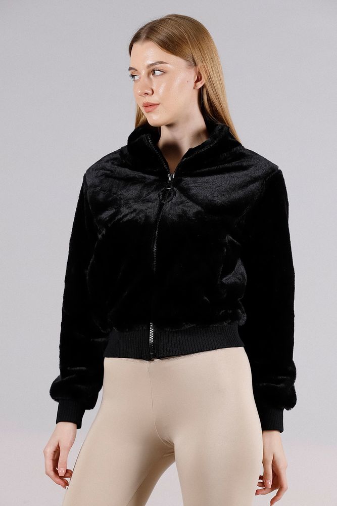 Topshow Black Plush Wholesale Coat