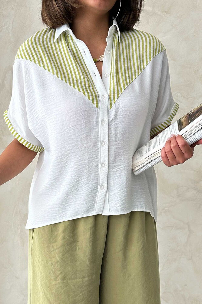 Wholesale Shirt with Stripe Detail - Pistachio Green | Topshow