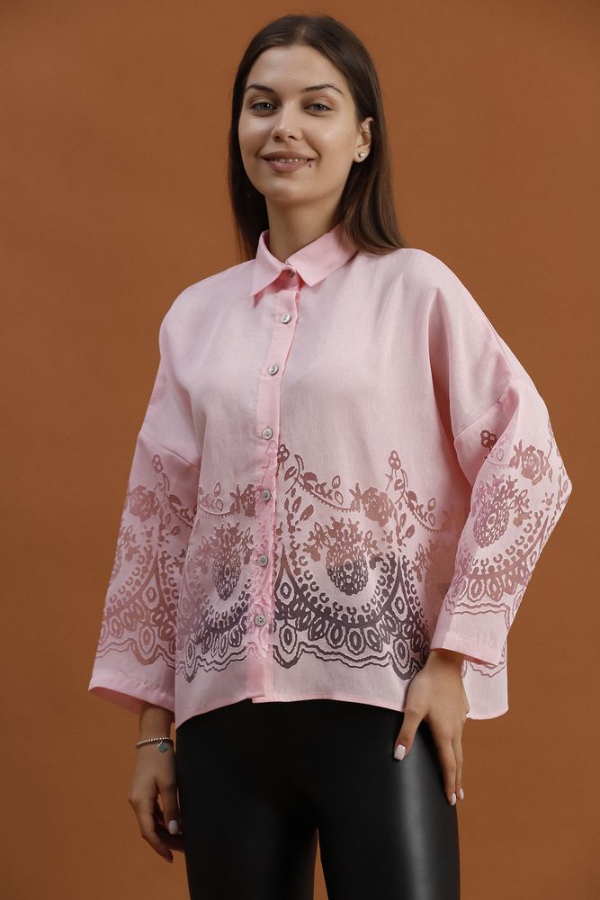 Topshow Pink Lace Detailed Wholesale Shirt