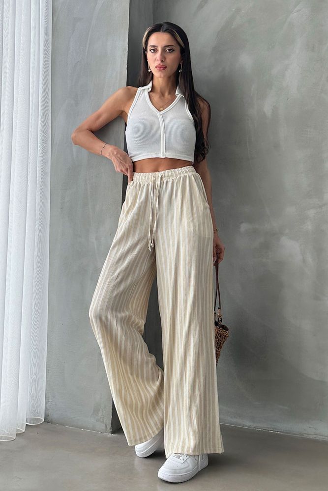 Topshow Stone Striped Woven Wholesale Trousers