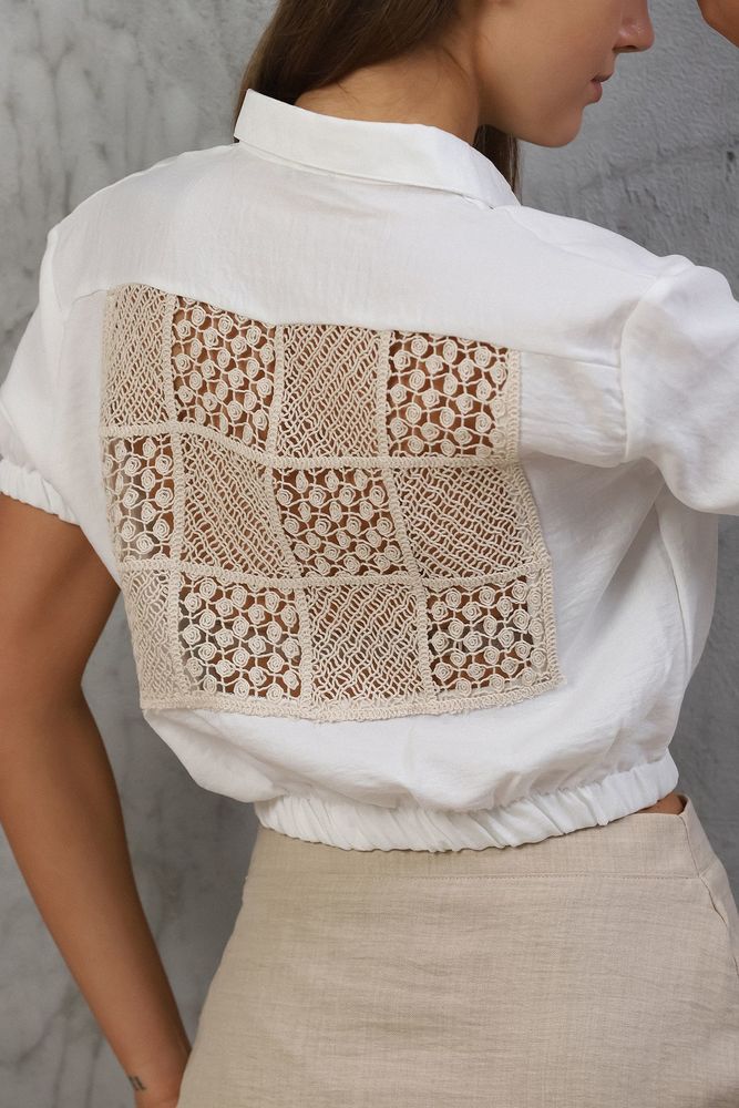 Topshow Cream Laced Back Wholesale Shirts