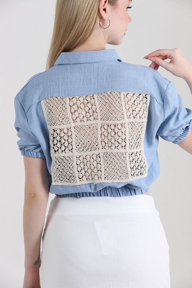 Topshow Blue Laced Back Wholesale Shirt