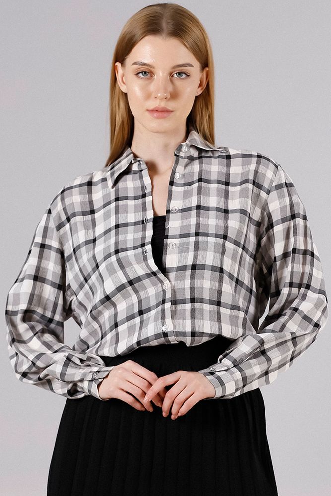 Topshow Black Checkerboard Embroidered Wholesale Shirt