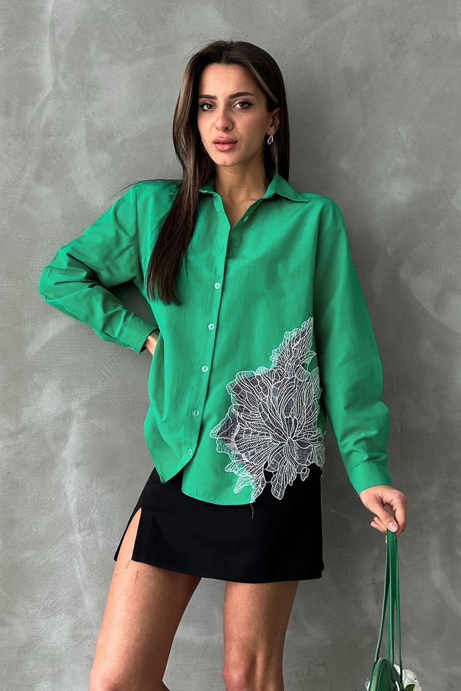 Topshow Emerald Motif Detailed Wholesale Shirt