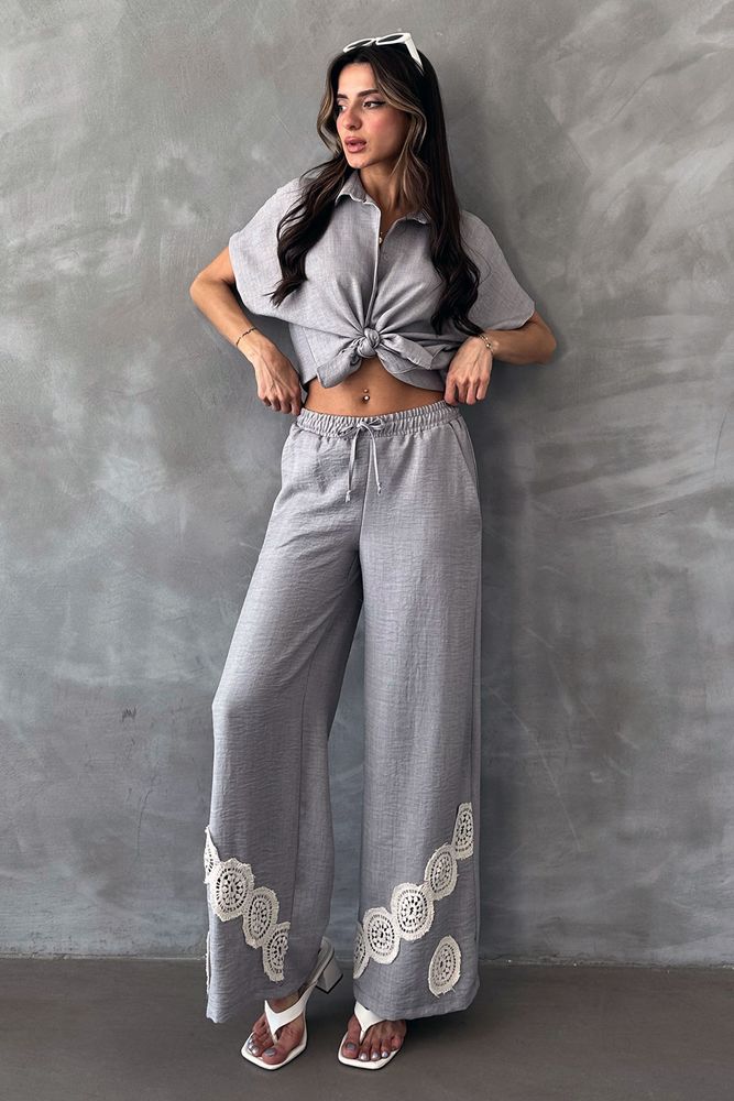 Topshow Gray Lace-Up Wholesale Trousers