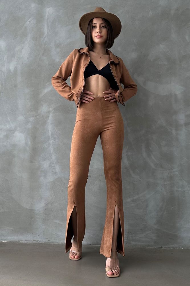 Topshow Tan Suede Wholesale Trousers