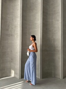 Topshow Light Blue Striped Linen Trousers #2