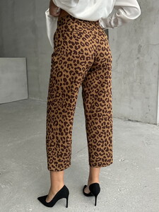 Topshow Camel Coffee Leopard Printed Wholesale Pants #5