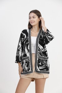 Topshow Black Marbled Jacquard Wholesale Cardigan #3