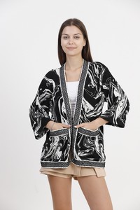 Topshow Black Marbled Jacquard Wholesale Cardigan #1