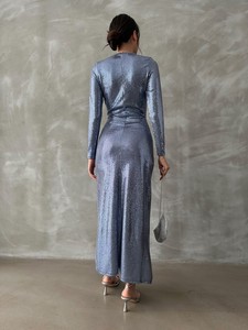 Topshow Blue Silver Stone Long Dress #5